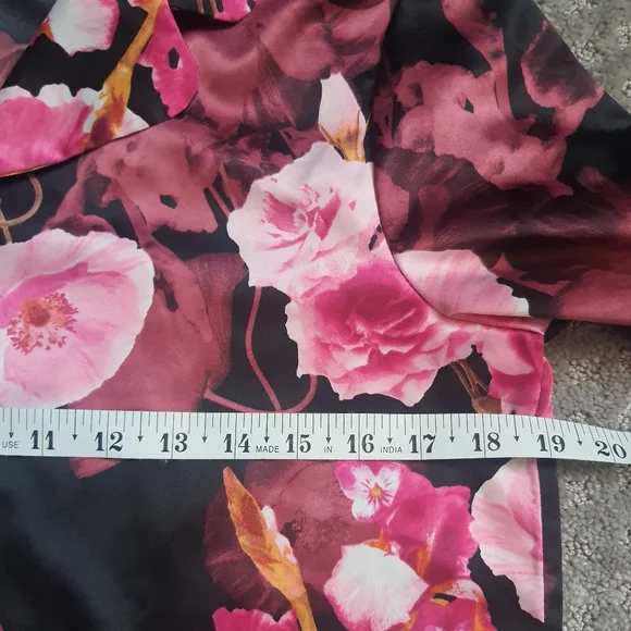 Sofia Vagaras Intimates Satin PJ Set 3pc Black Pink Purple Floral - Picture 12 of 12